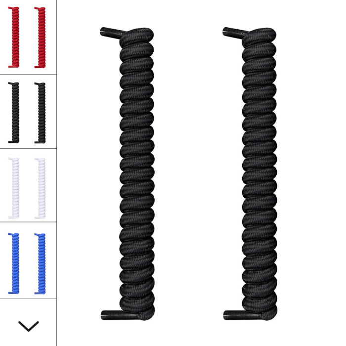 Cadarços pretos com espiral/encaracolado